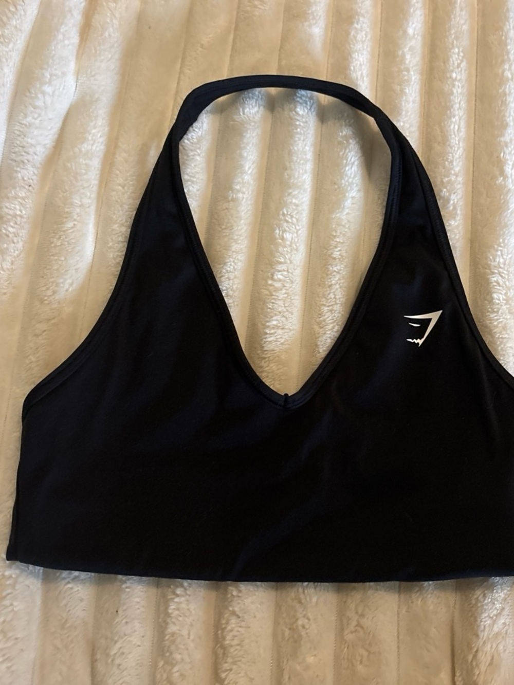 Gymshark Black V-Neck Racerback Sports Bra with White Logo